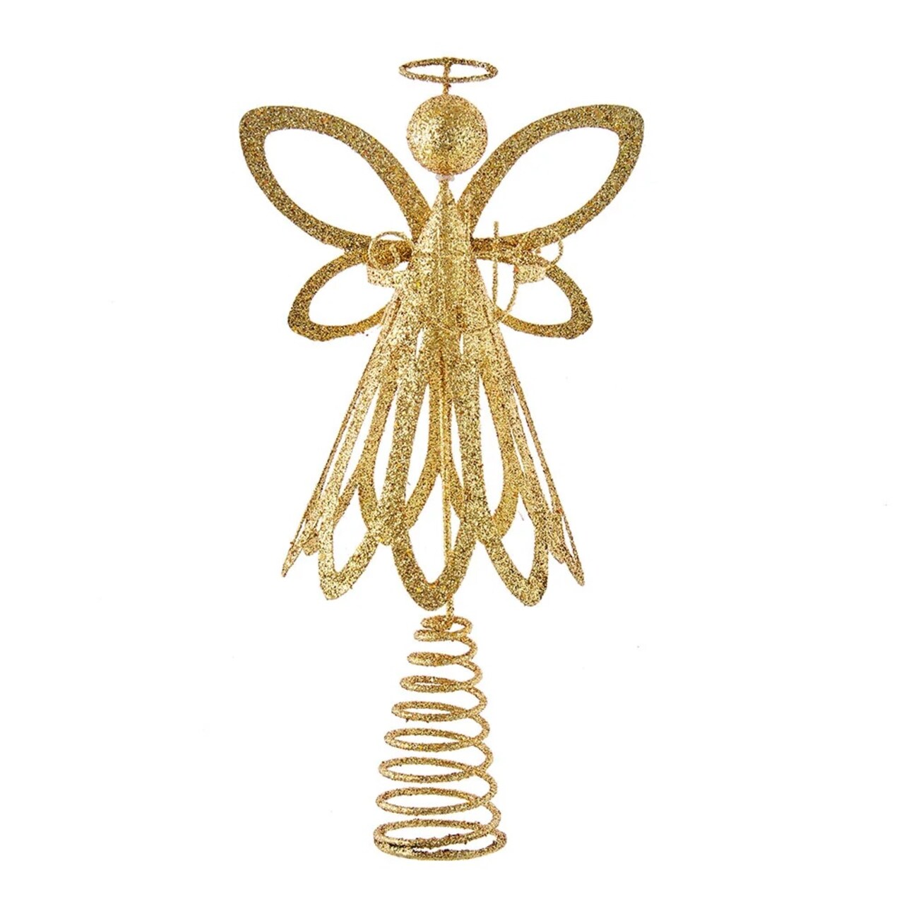KSA 12.75" Gold Glittered Angel Christmas Tree Topper, Unlit